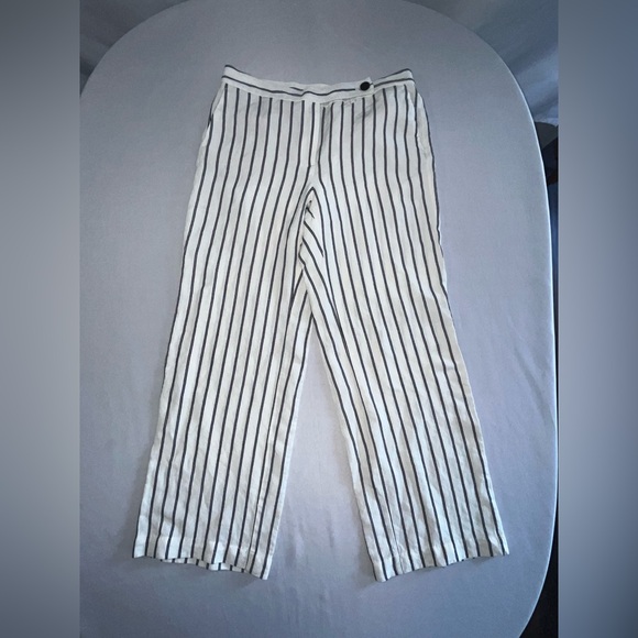 J. Jill Pants - J Jill White w/Black Stripes Wide Legged Pants